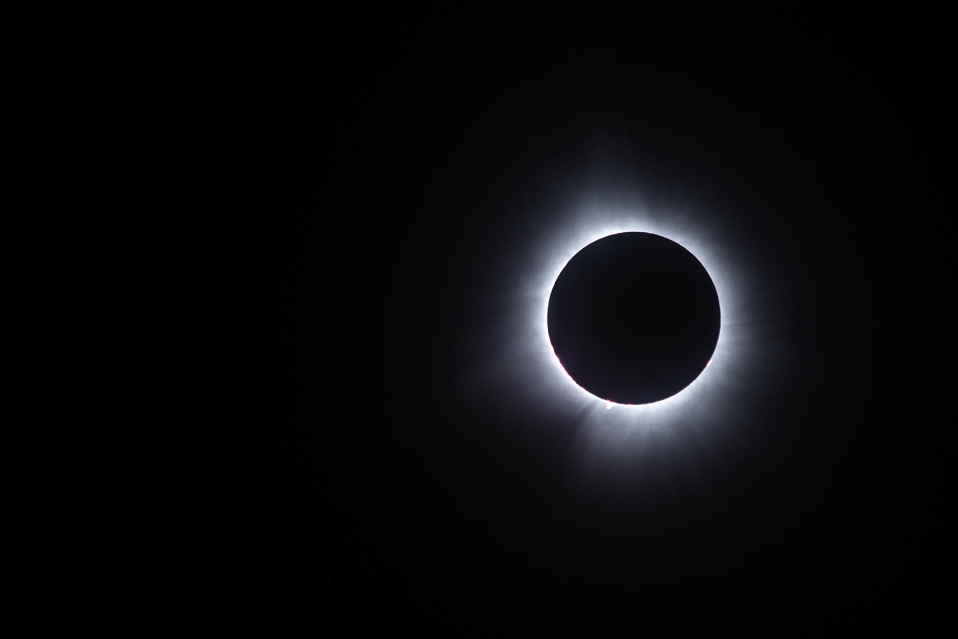 The sun during totality, showing the solar corona