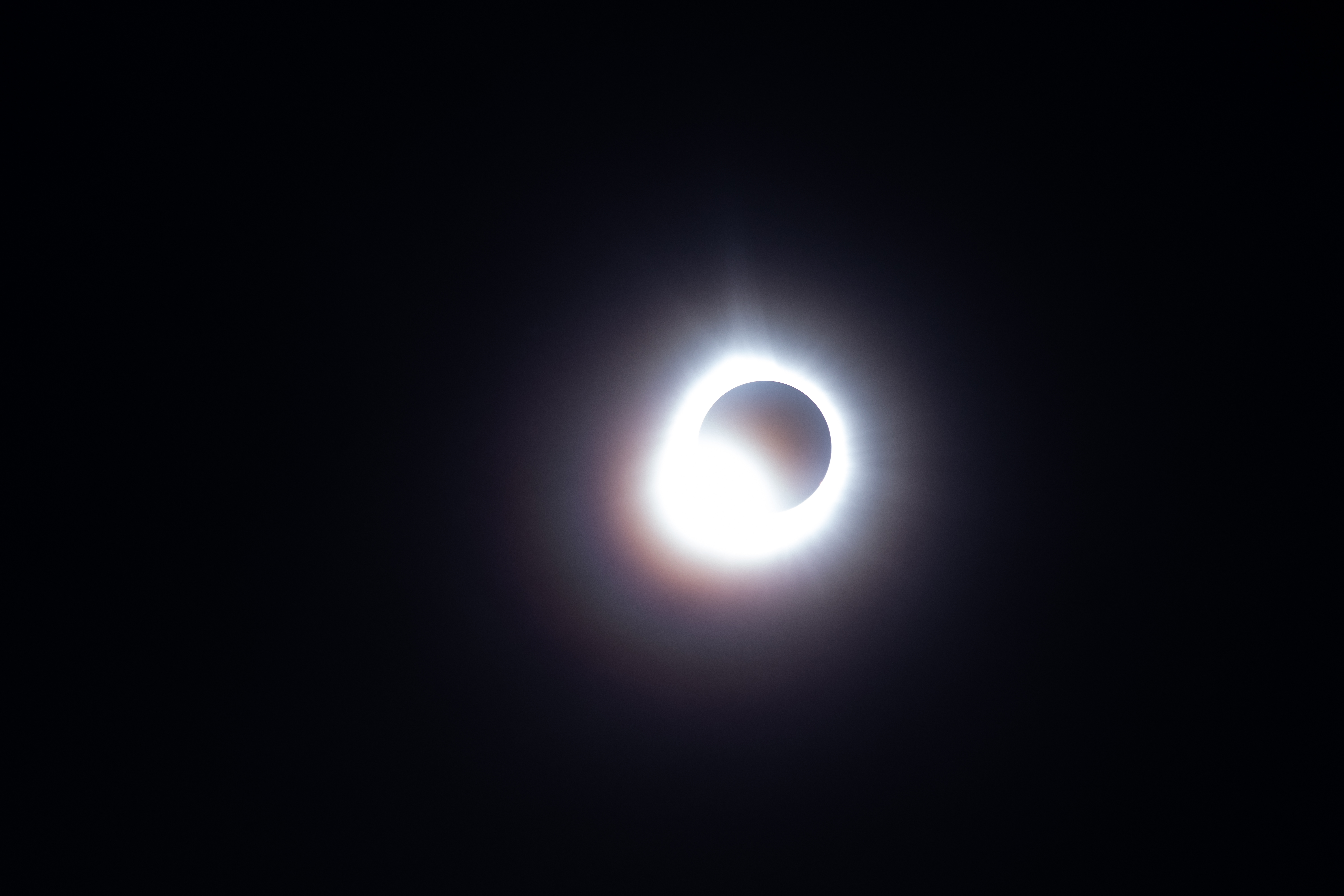 The sun during totality, showing a somewhat over-exposed 'diamond ring' effect